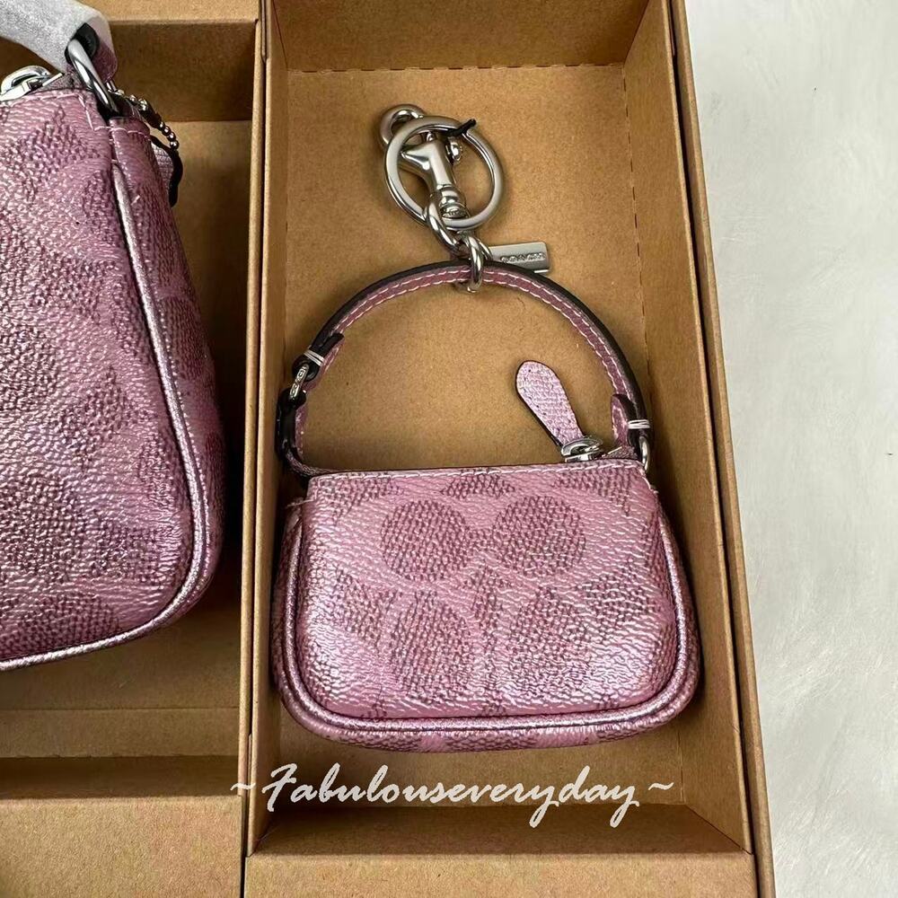 Coach Boxed Nolita 19 And Nolita Bag Charm Set In Signature Canvas Pink CCK96 - Picture 5 of 7